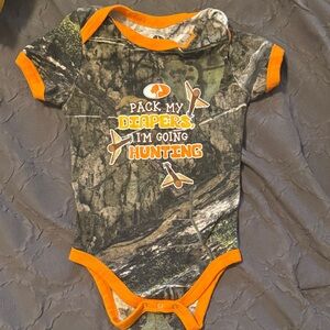 Mossy Oak Camo Baby Bodysuit with Orange Accents